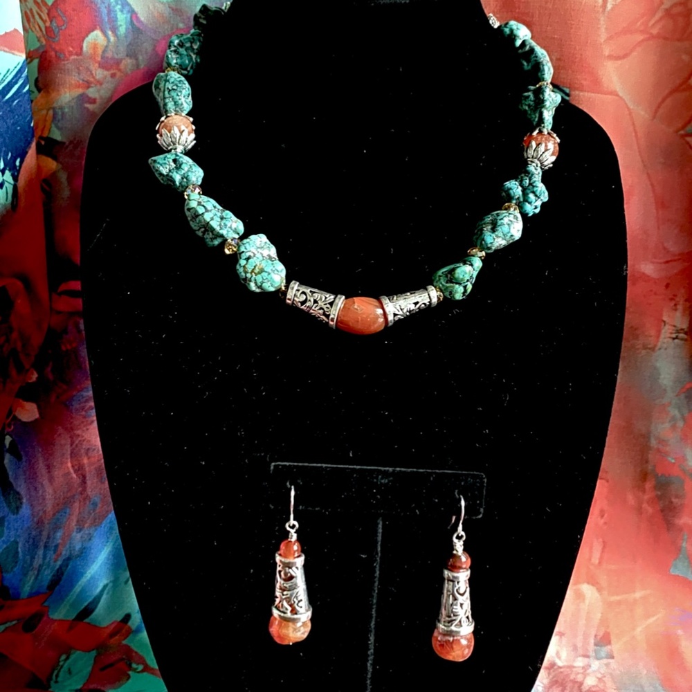Turquoise Necklace and Earrings
